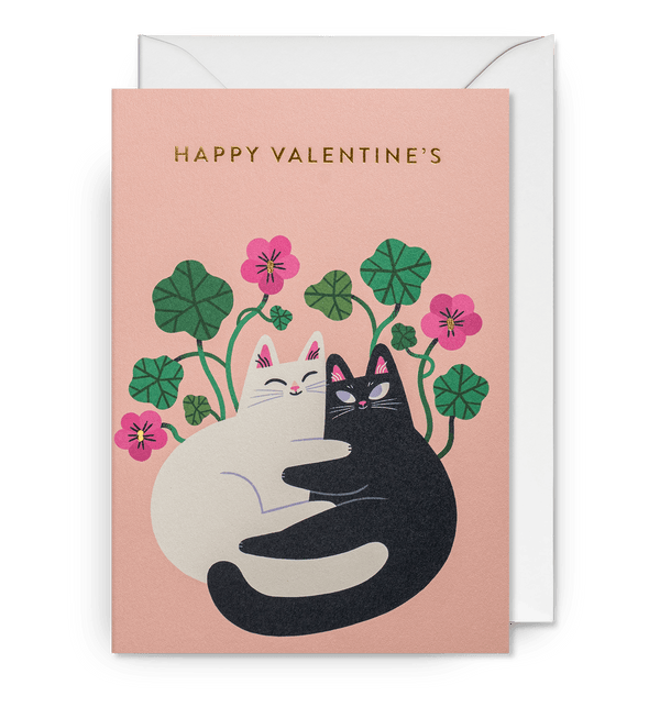 Cuddling Cats Happy Valentines Day Card
