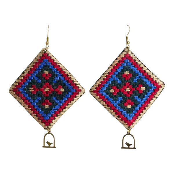 Diamond Concentric Geometric Baluchi Earrings