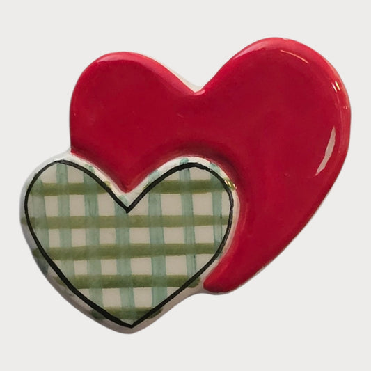 Double Heart Gingham Magnet - UniqueEntity Art