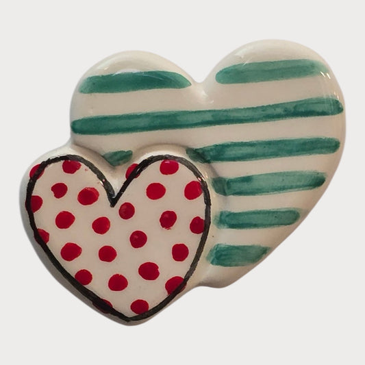 Double Heart Striped Polka Dot - UniqueEntity Art