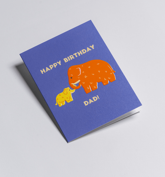 Elephant Dad Mini Birthday Card - UniqueEntity Art