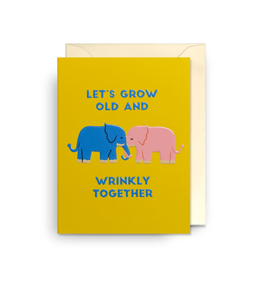 Elephants Let's Grow Old and Wrinkly Together Mini Card - UniqueEntity Art