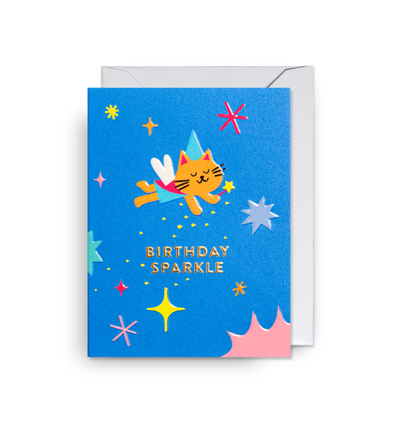 Fairy Cat Sparkles Mini Birthday Card