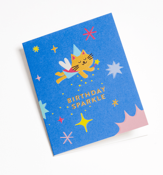 Fairy Cat Sparkles Mini Birthday Card - UniqueEntity Art
