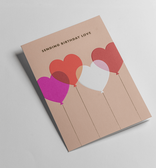Floating Balloons Sending Love Birthday Card - UniqueEntity Art