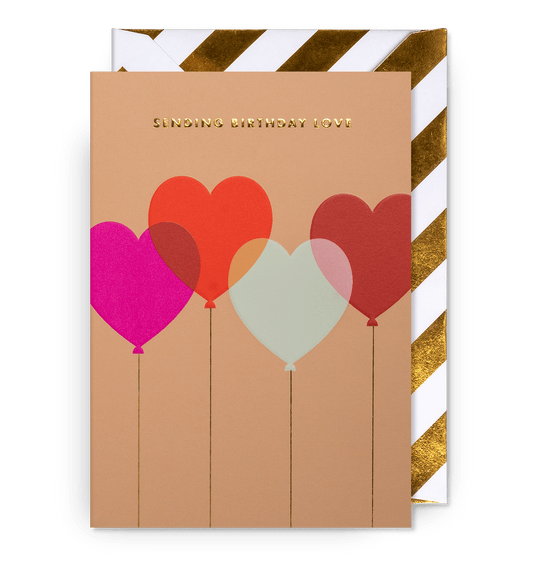 Floating Balloons Sending Love Birthday Card - UniqueEntity Art