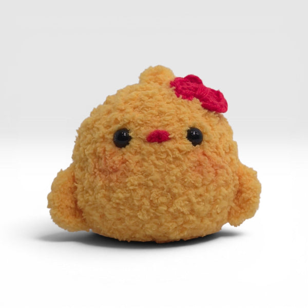 Golden Chick Red Bow Keychain