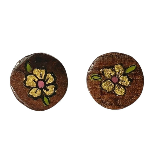 Golden Flower Pink Center Earrings