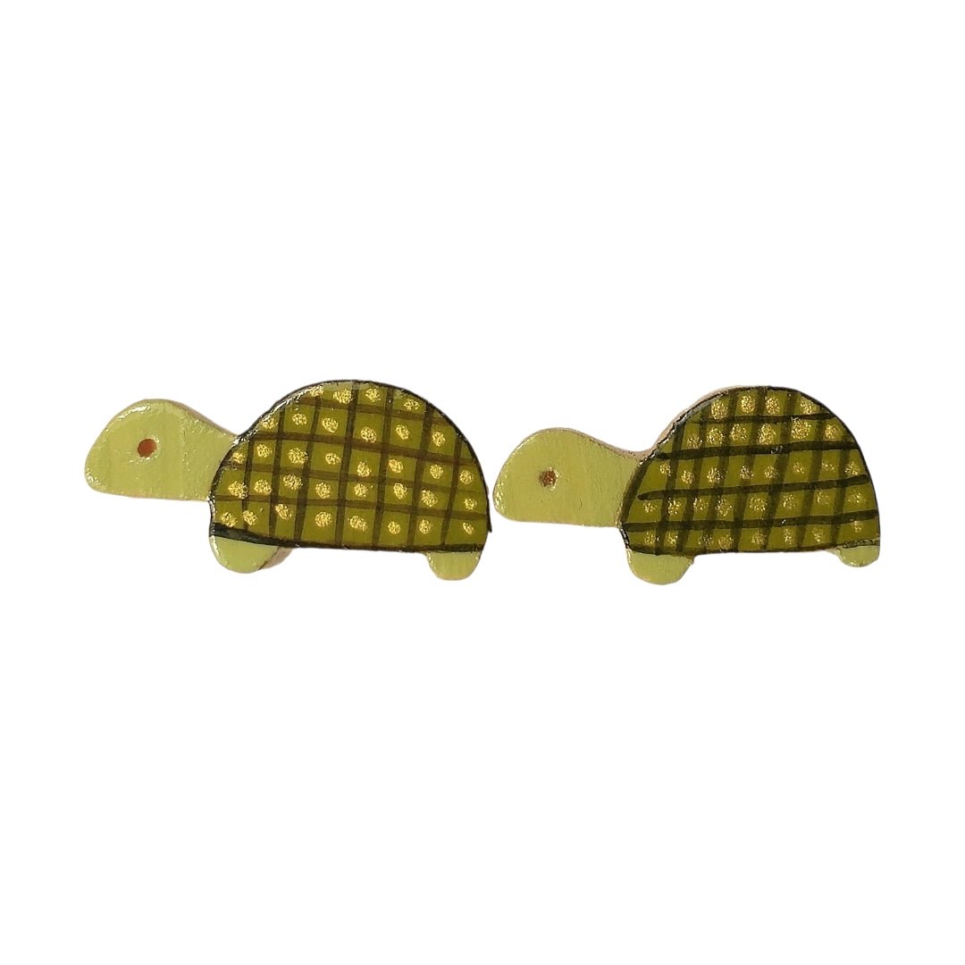 Golden Grid Turtle Earrings - UniqueEntity Art