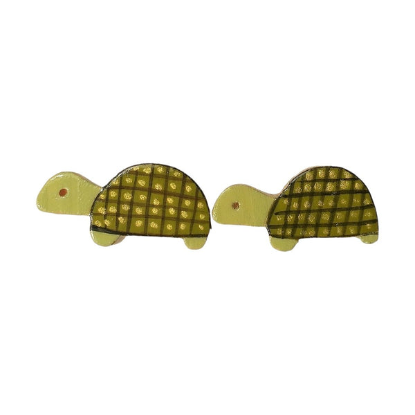Golden Grid Turtle Earrings