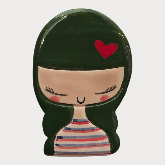 Green Hair Heart Girl Magnet - UniqueEntity Art