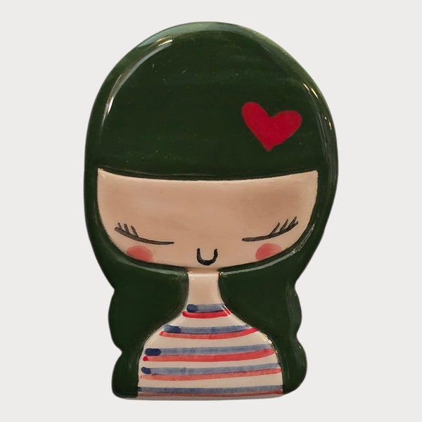 Green Hair Heart Girl Magnet