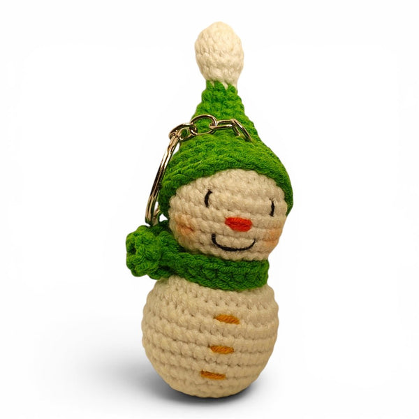 Green Hat Snowman Keychain