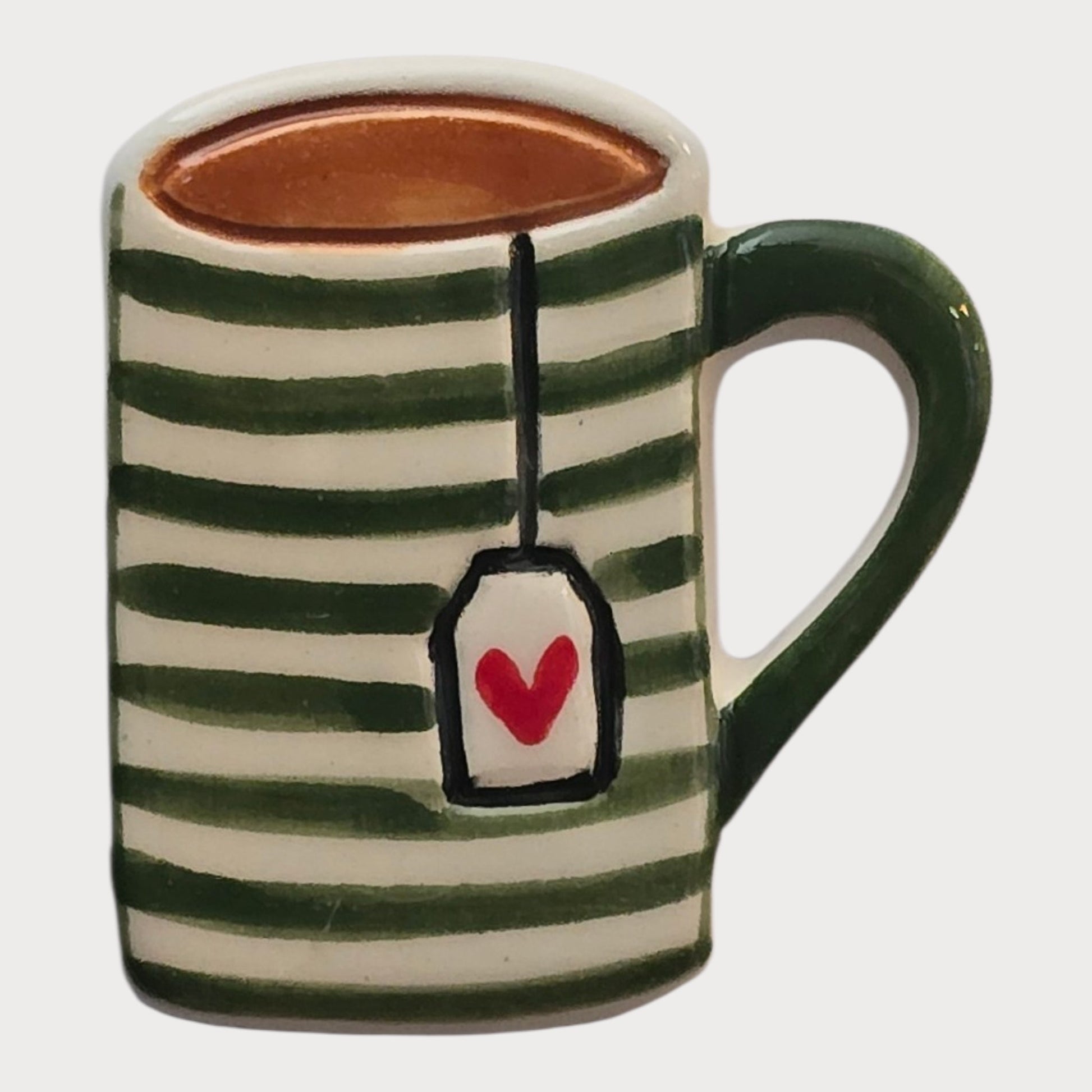 Green Striped Tea Mug Magnet - UniqueEntity Art