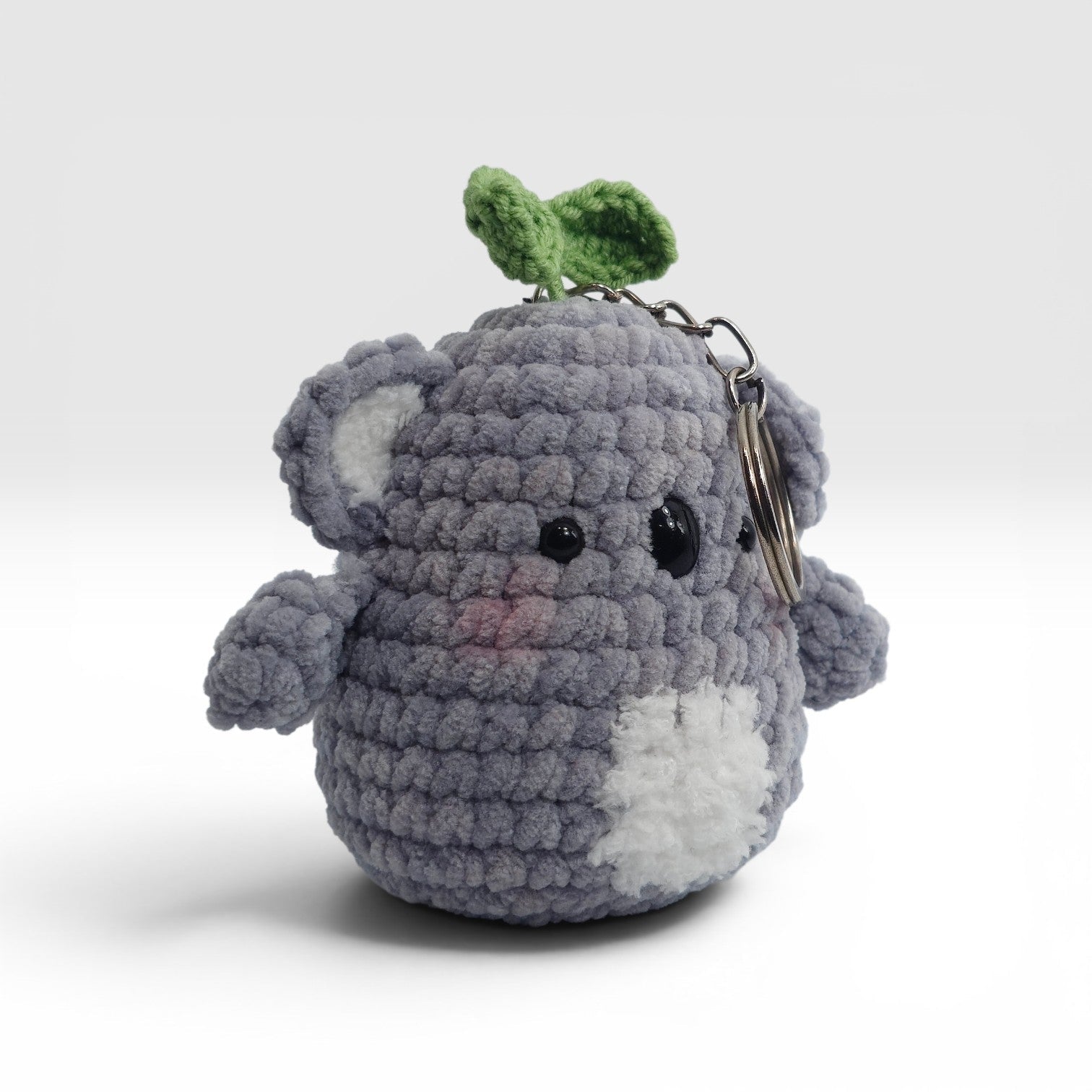 Grey Koala Eucalyptus Leaf Keychain - UniqueEntity Art