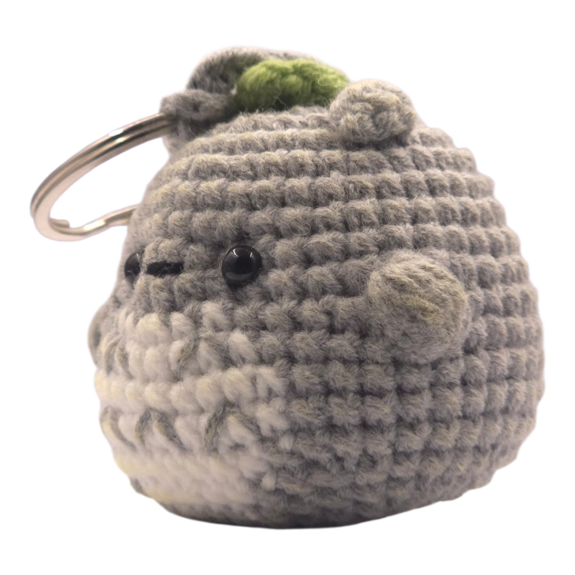 Grey Totoro Leaf Hat Keychain - UniqueEntity Art