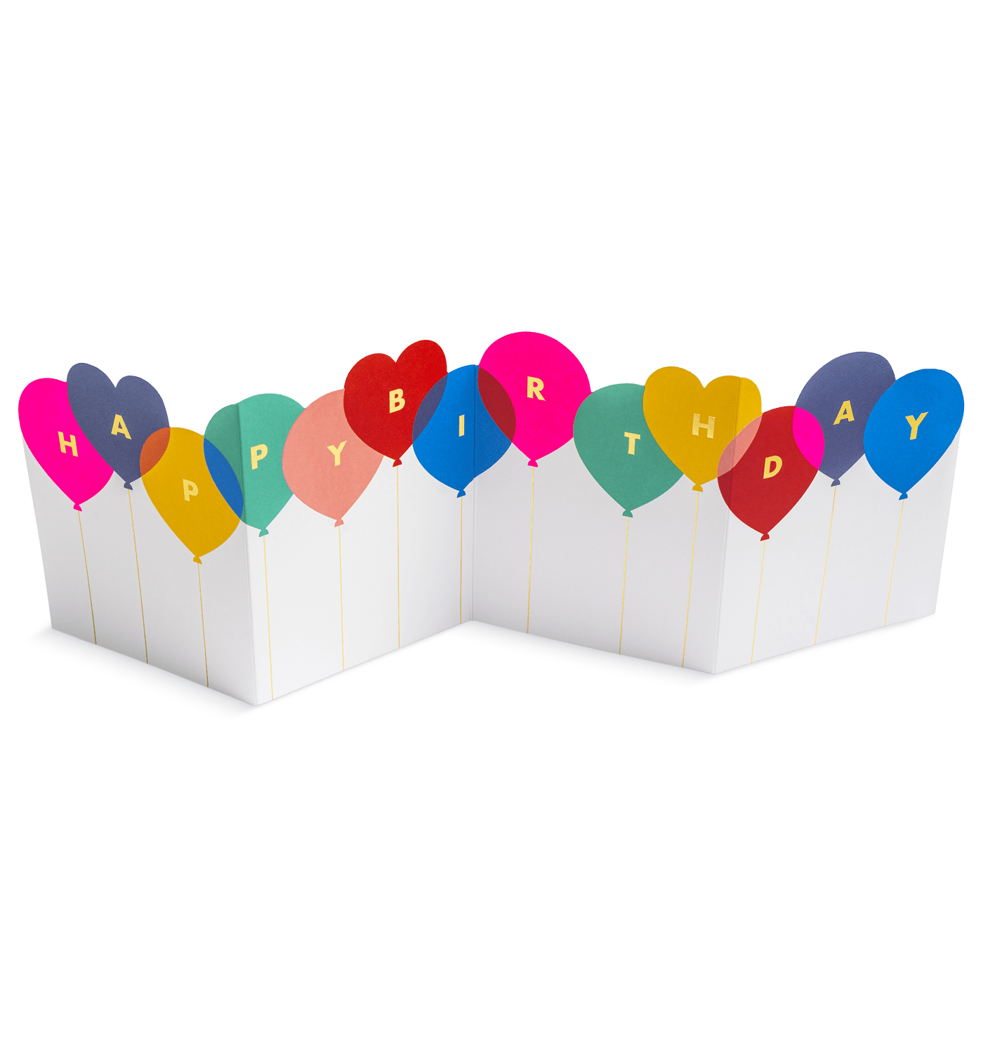 Happy Birthday Balloons Fold Out Concertina Card - UniqueEntity Art