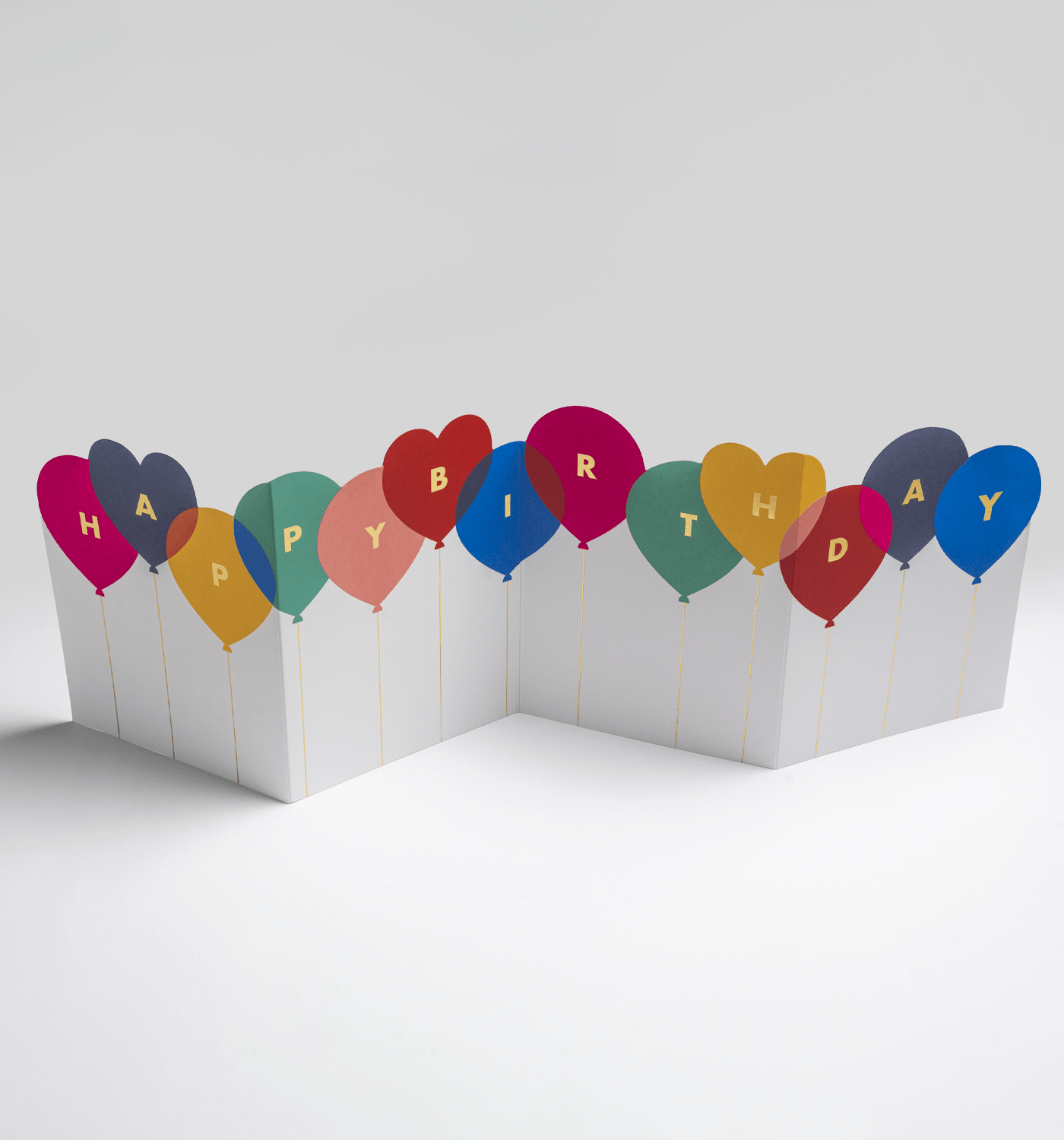 Happy Birthday Balloons Fold Out Concertina Card - UniqueEntity Art