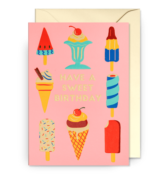 Ice Cream & Lollies Graphic Birthday Card - UniqueEntity Art