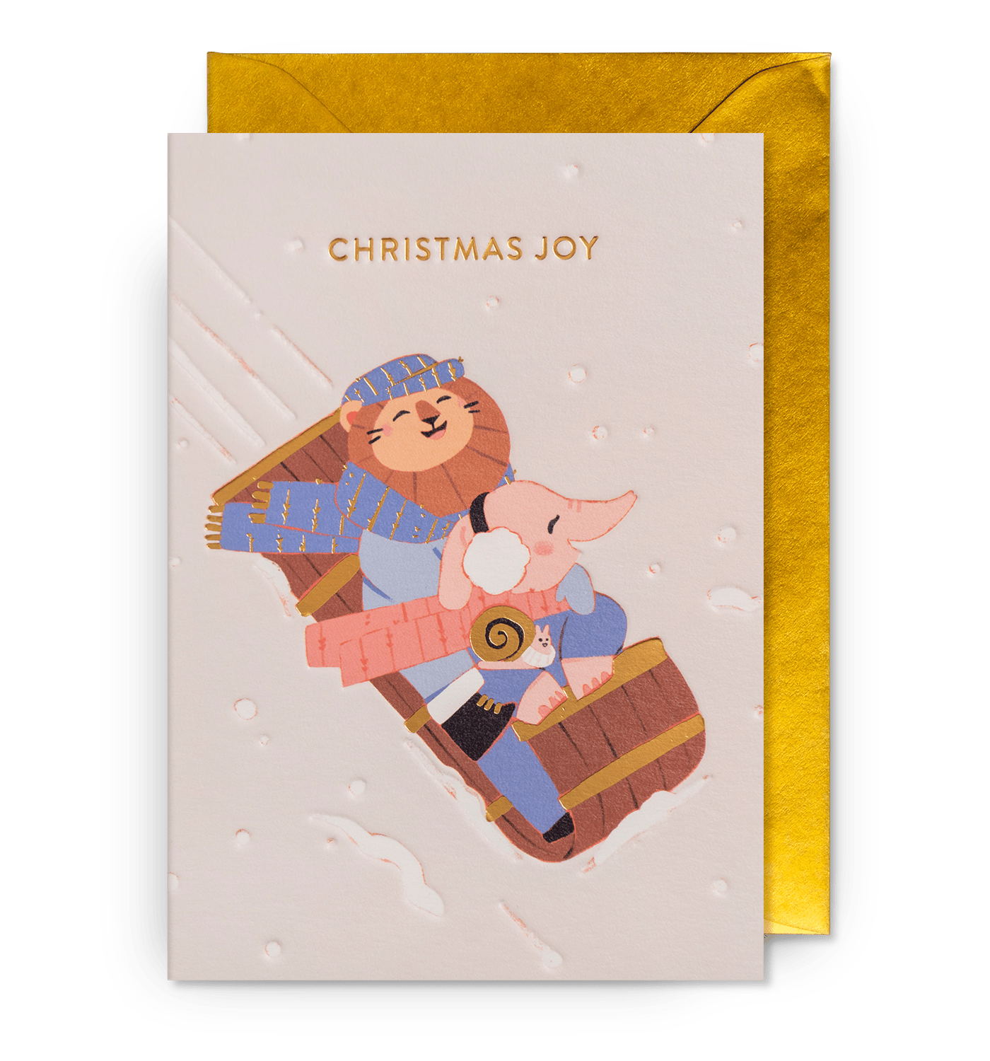 Joyful Sledging Friends Christmas Card - UniqueEntity Art