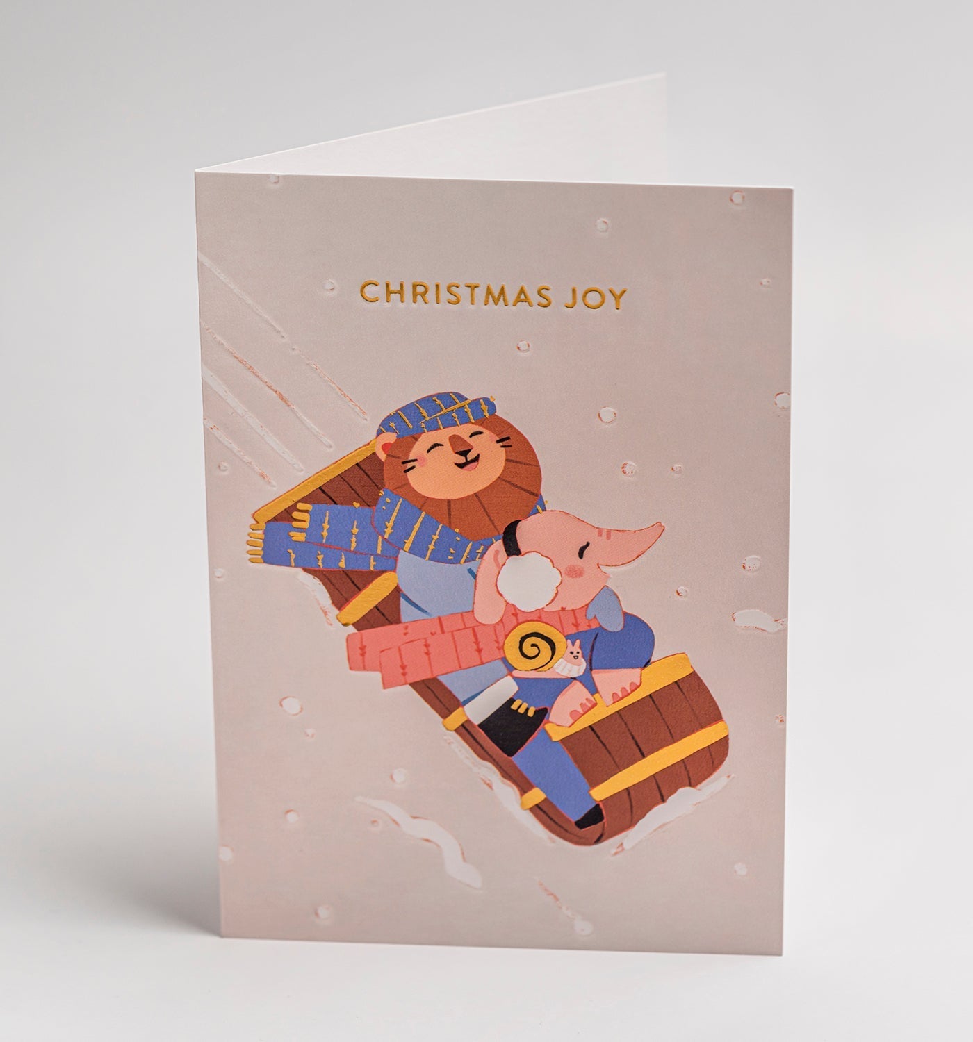 Joyful Sledging Friends Christmas Card - UniqueEntity Art