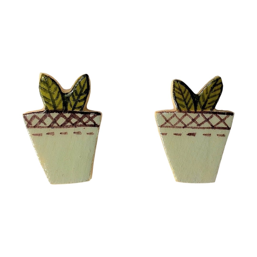 Mint Potted Plant Earrings - UniqueEntity Art