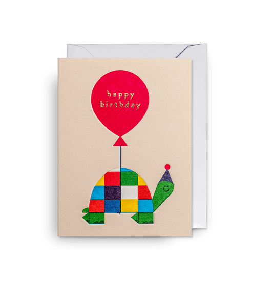 Molly McCammon - Tortoise Happy Birthday Balloon - Mini cards - UniqueEntity Art