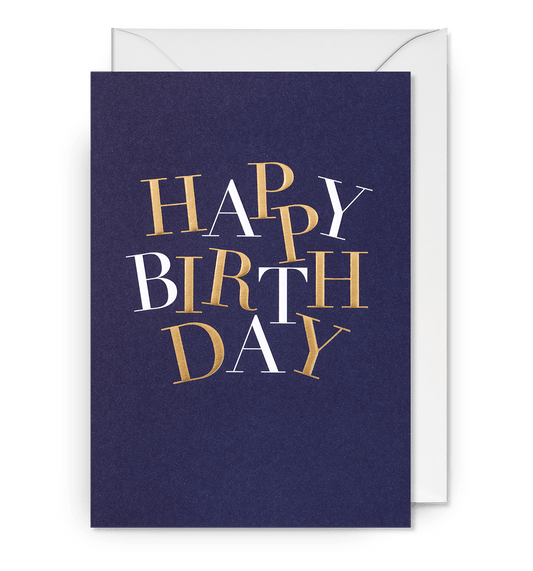 Navy & Gold Foiled Birthday Card - UniqueEntity Art