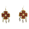 Octagon Maroon Zigzag Earrings - UniqueEntity Art