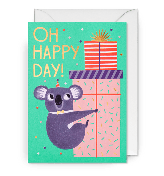 Oh Happy Day Koala Birthday Card - UniqueEntity Art