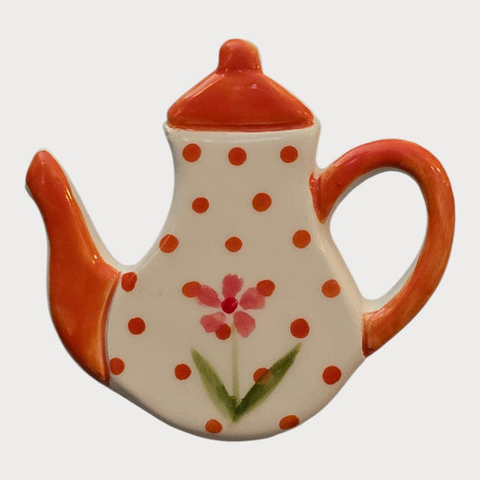 Orange Polka Dot Teapot Magnet - UniqueEntity Art
