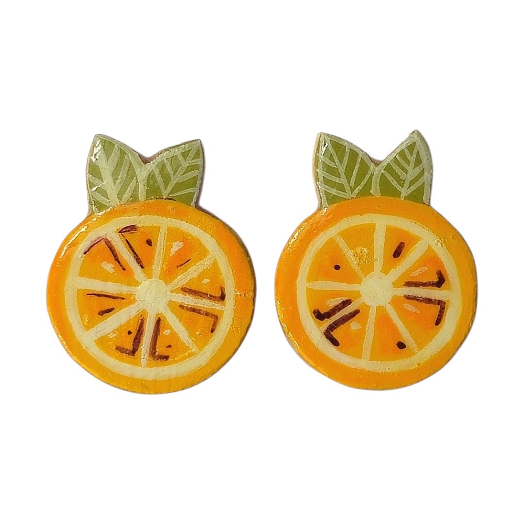 Orange Slice Wooden Earrings - UniqueEntity Art