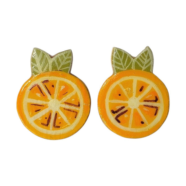 Orange Slice Wooden Earrings