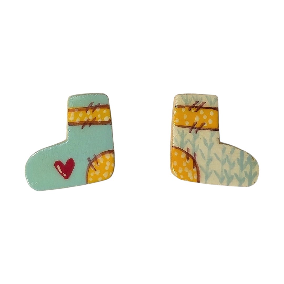 Patchwork Sock Mint Earrings - UniqueEntity Art