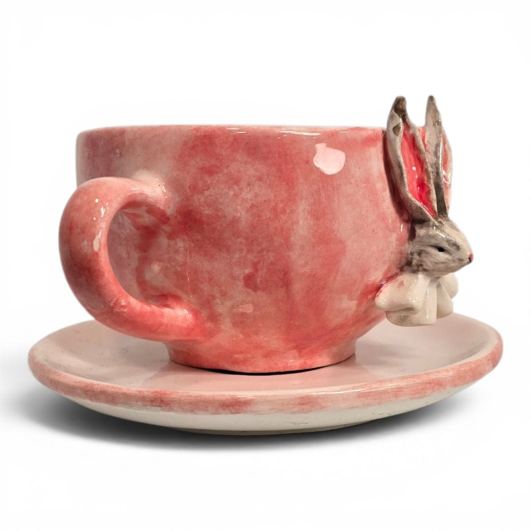Pink Bunny Peekaboo Mug - UniqueEntity Art