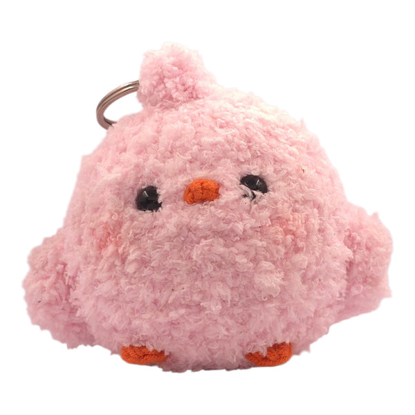 Pink Fluffy Baby Chick Keychain