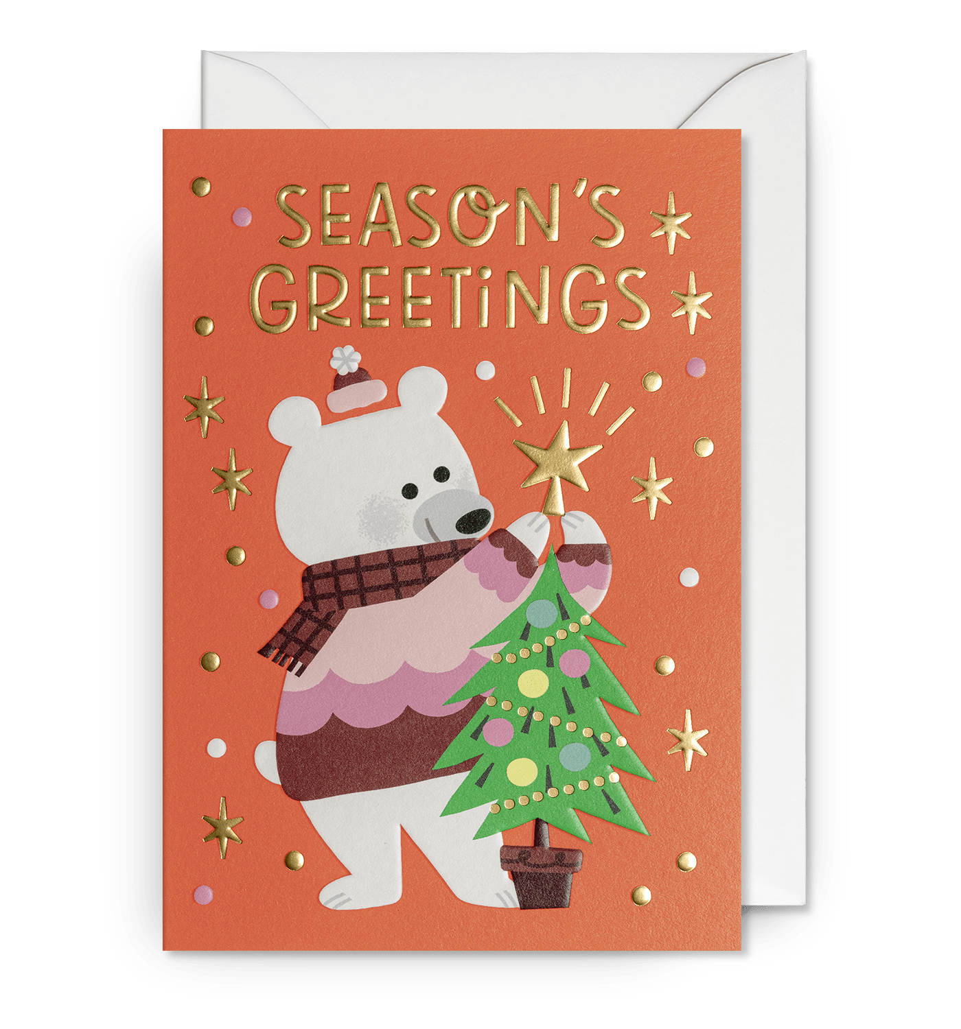 Polar Bear Seasons Greetings Christmas Card - UniqueEntity Art