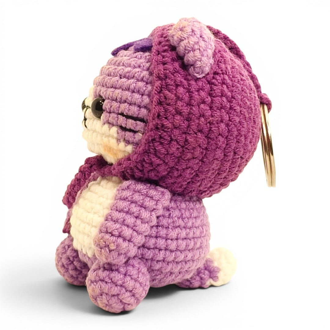 Purple Hooded Cat Keychain - UniqueEntity Art