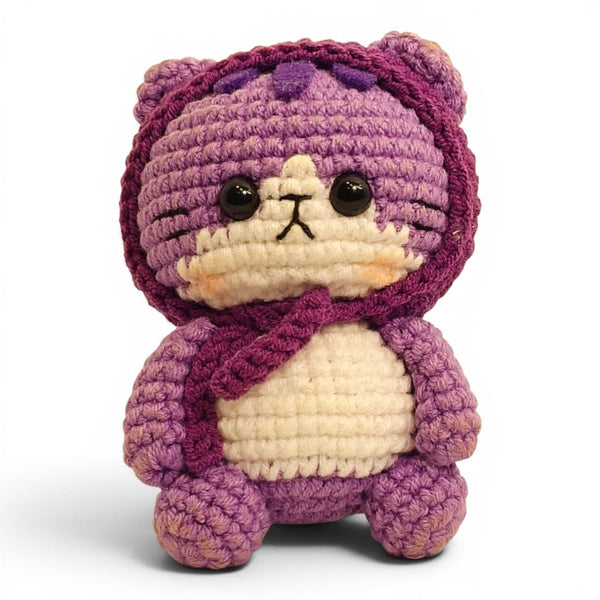 Purple Hooded Cat Keychain