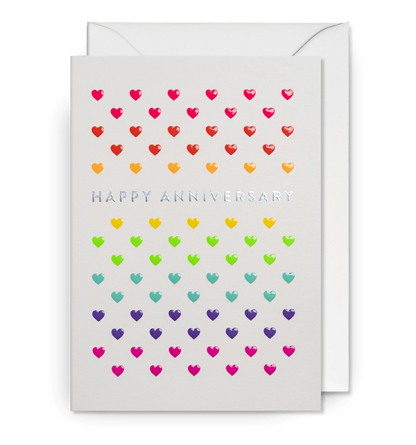 Rainbow Heart Patterned Anniversary Card