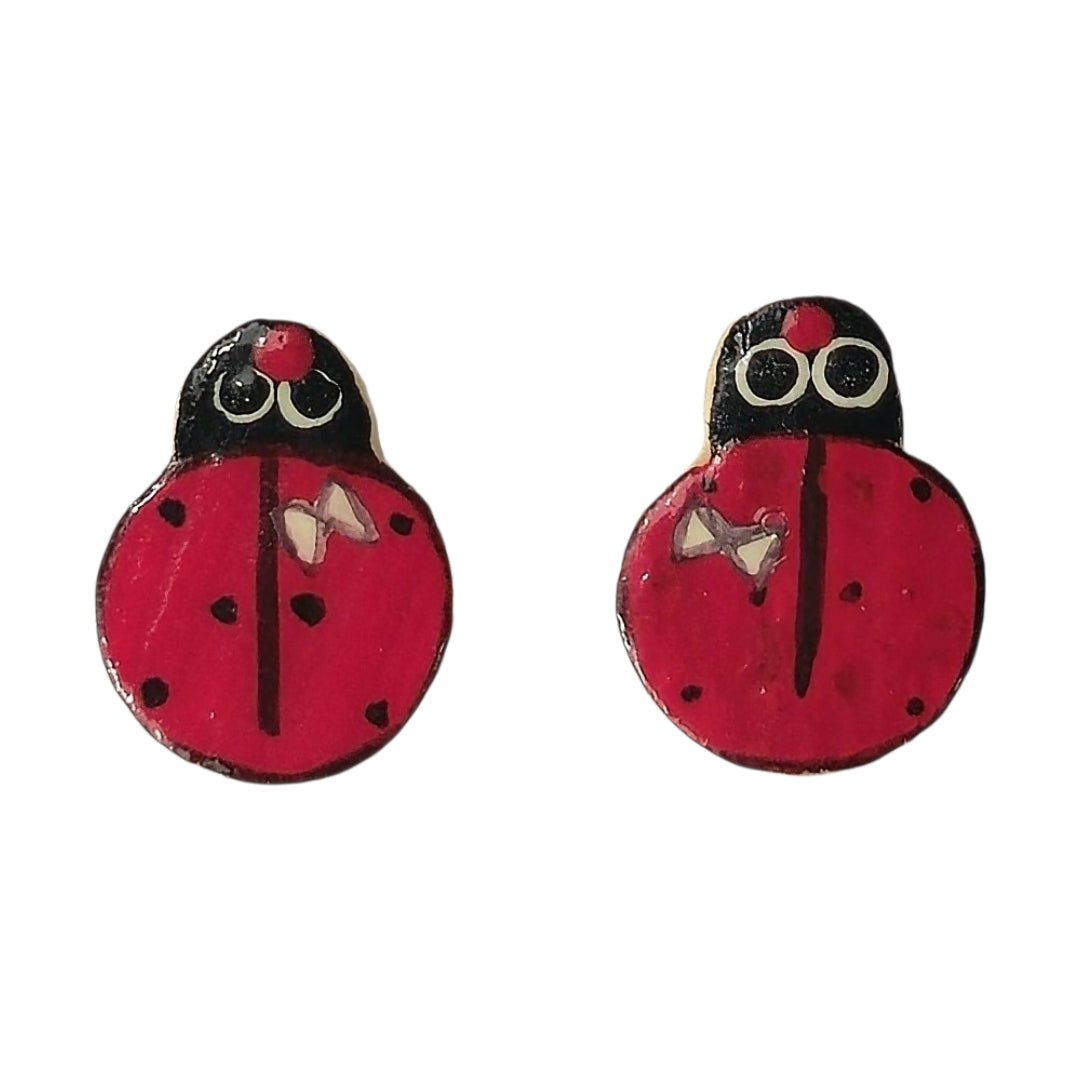 Red Ladybug Wooden Earrings - UniqueEntity Art