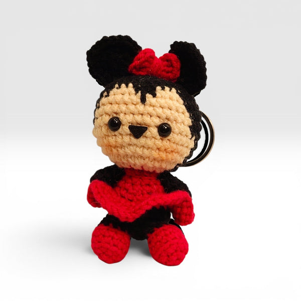 Red Minnie Mouse Amigurumi Keychain
