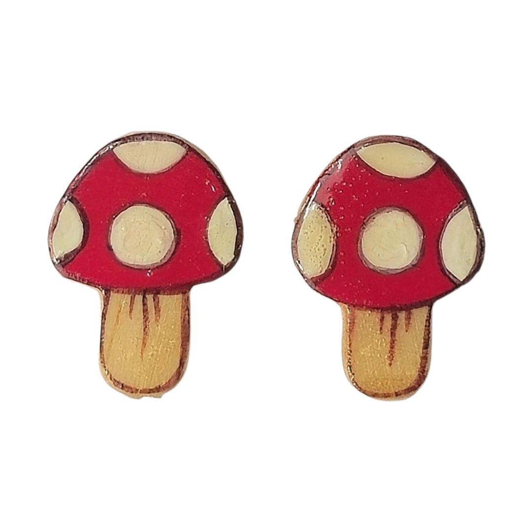 Red Spotted Mushroom Earrings - UniqueEntity Art