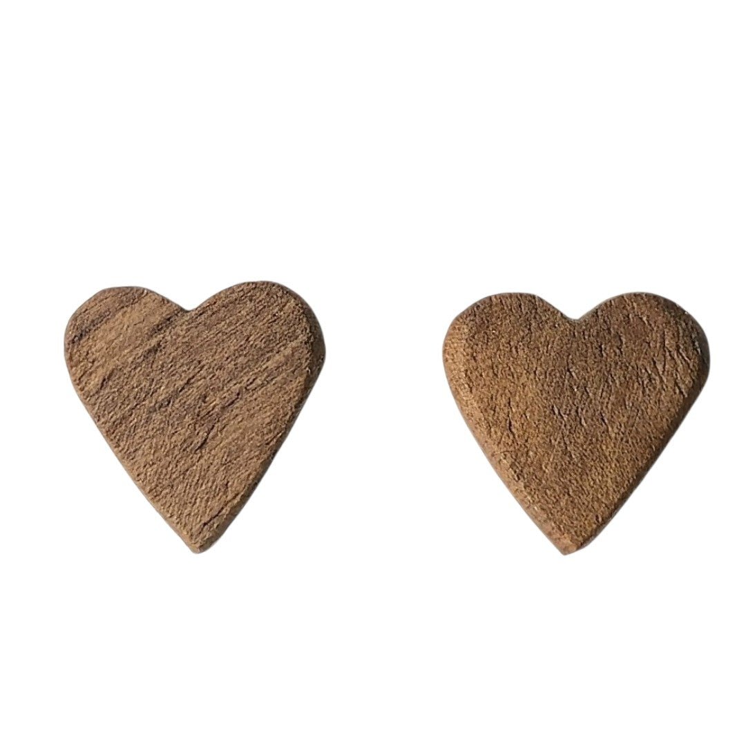 Rustic Brown Heart Earrings - UniqueEntity Art
