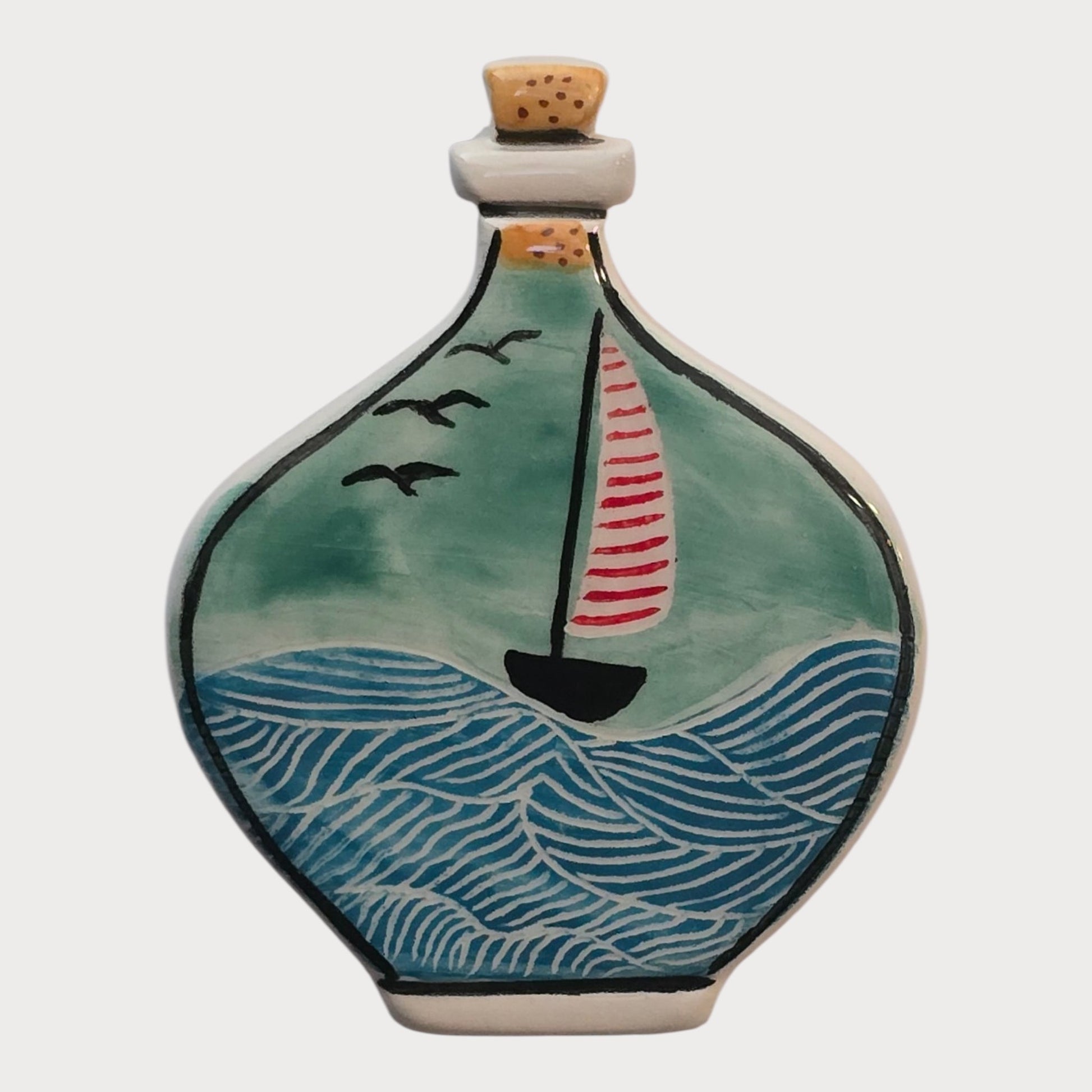 Sailboat Ocean Waves Bottle - UniqueEntity Art