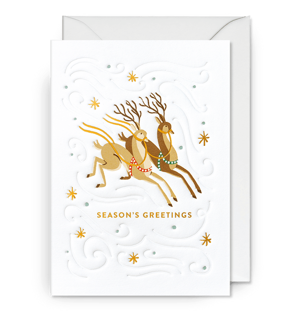 Seasons Greetings Illustrative Reindeer Christmas Card