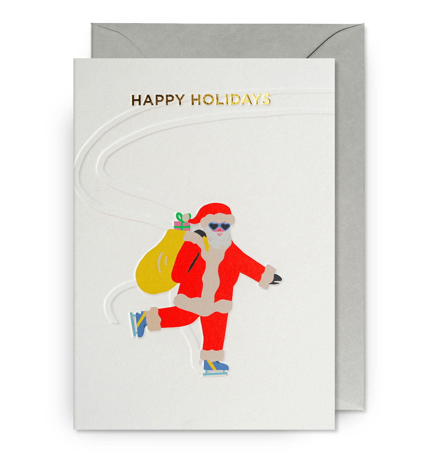 Skating Santa Graphic Christmas Card - UniqueEntity Art