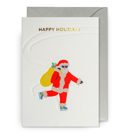 Skating Santa Graphic Christmas Card - UniqueEntity Art