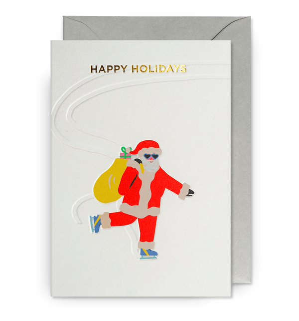Skating Santa Graphic Christmas Card