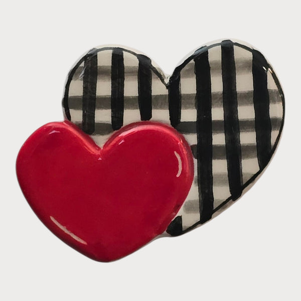 Striped Heart Red Heart Magnet